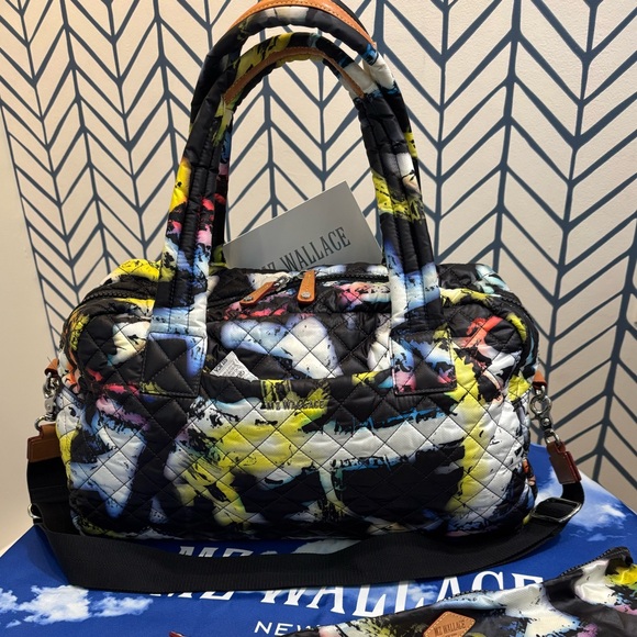 MZ Wallace RARE Graffiti Travel/Gym Quilted Shoulder / Crossbody Bag - Sold Out - Picture 1 of 12